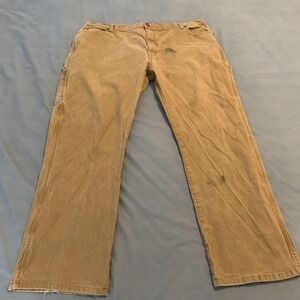 Dickies Carpenter Pants Mens 43x32 Brown Canvas Relaxed Fit Workwear 874 Stretch